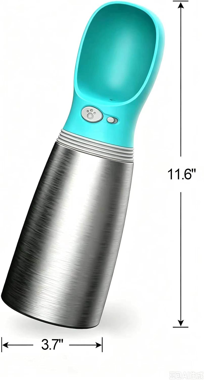 Dog Water Bottle, 23.67 oz Portable Stainless Steel Pet Water Dispenser