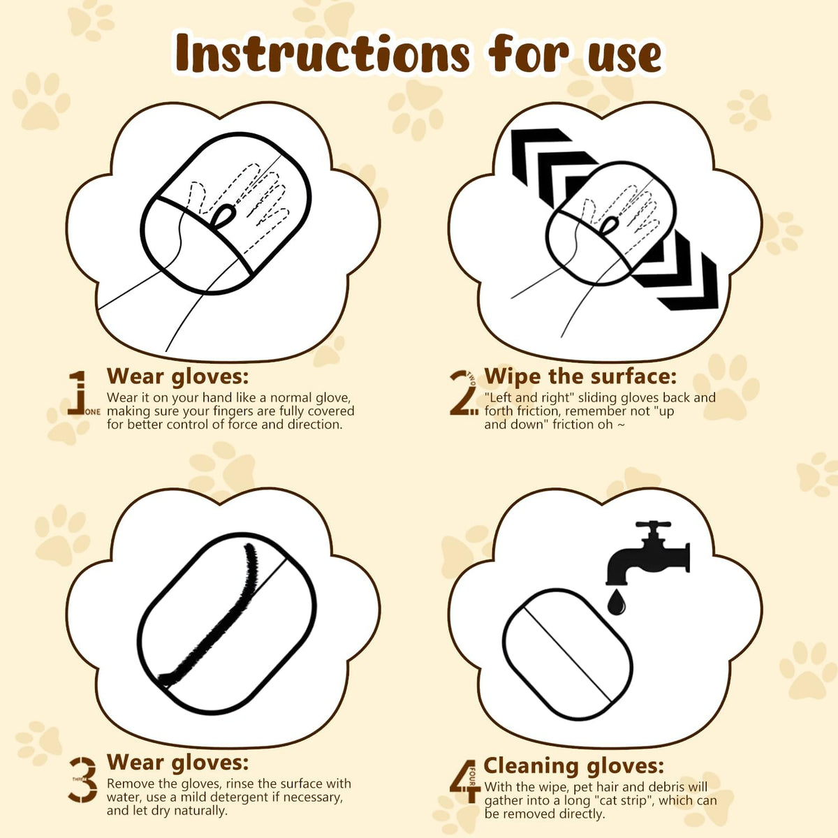 2pcs Pet Hair Removal Glove for Cats & Dogs, 2025 New Upgrade Efficient Grooming Gloves for Pet Hair, Cat Grooming Gloves for Hair Removal, Reusable Pet Hair Remover Glove