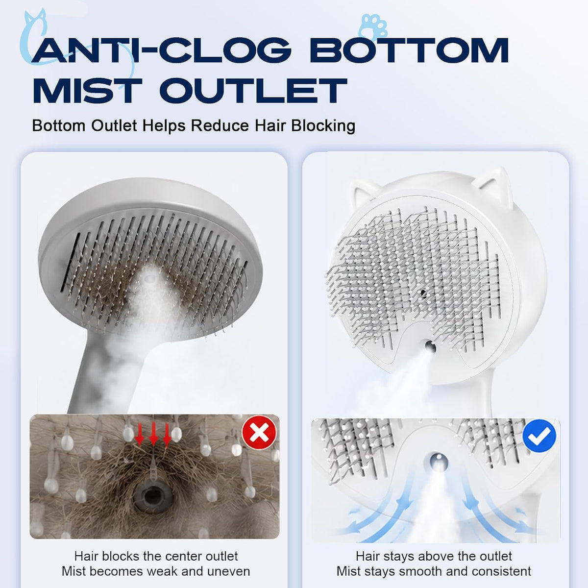 Pet Steam Brush Anti-static Self-Cleaning Mist Comb Dog Cat Grooming