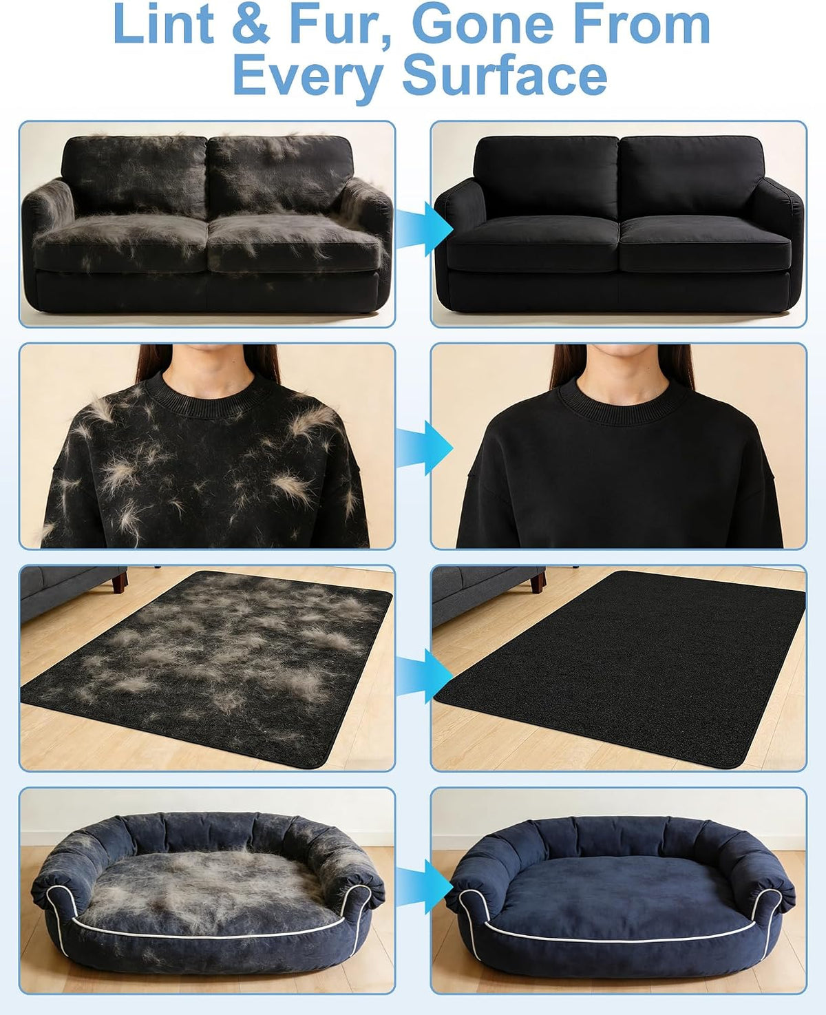 2 Pack Pet Hair Removal Glove, Five-Finger Tool for Dogs and Cats