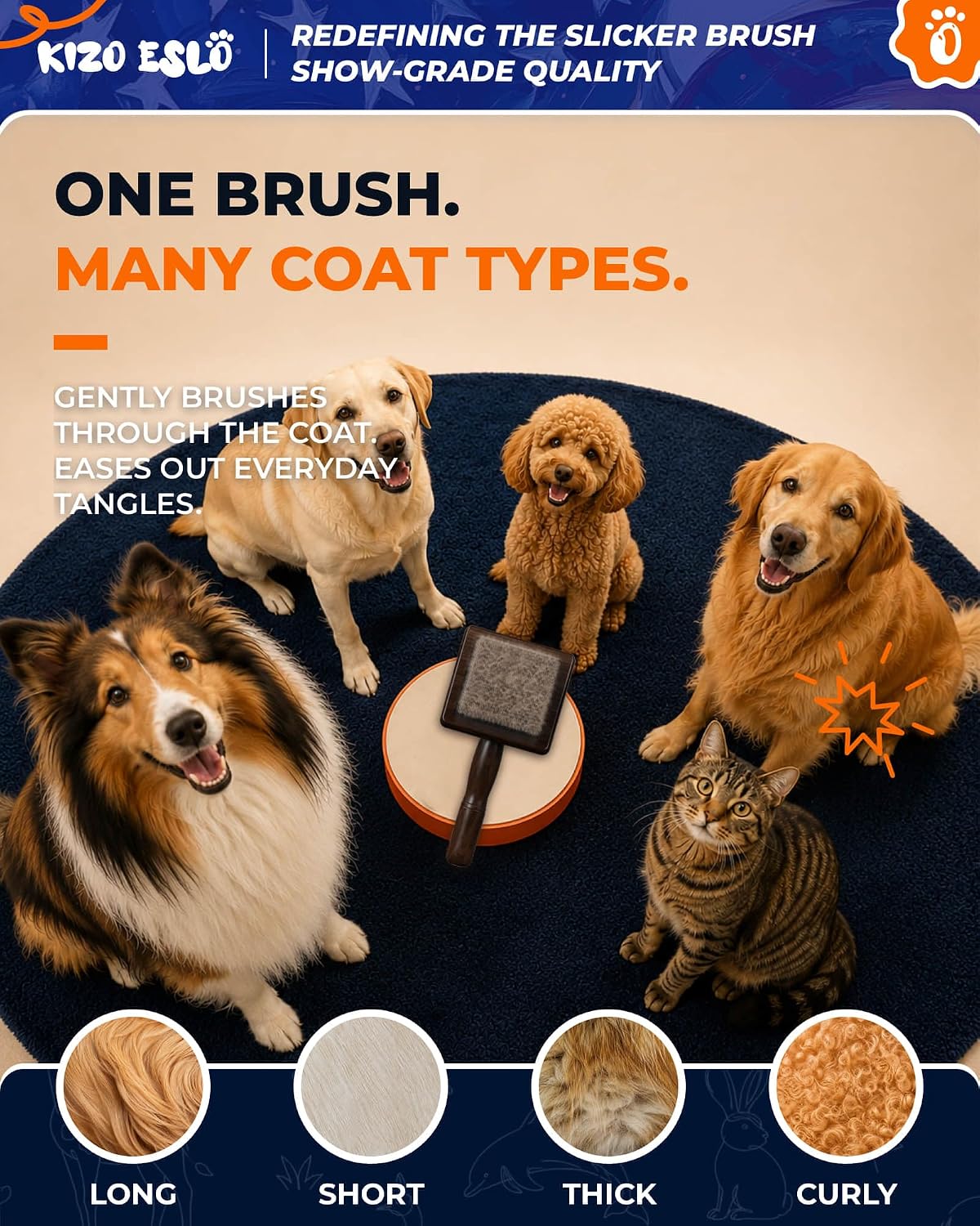 5″x5″ Extra-Large Slicker Brush for Dogs & Cats, Doodle Brush for Long Hair