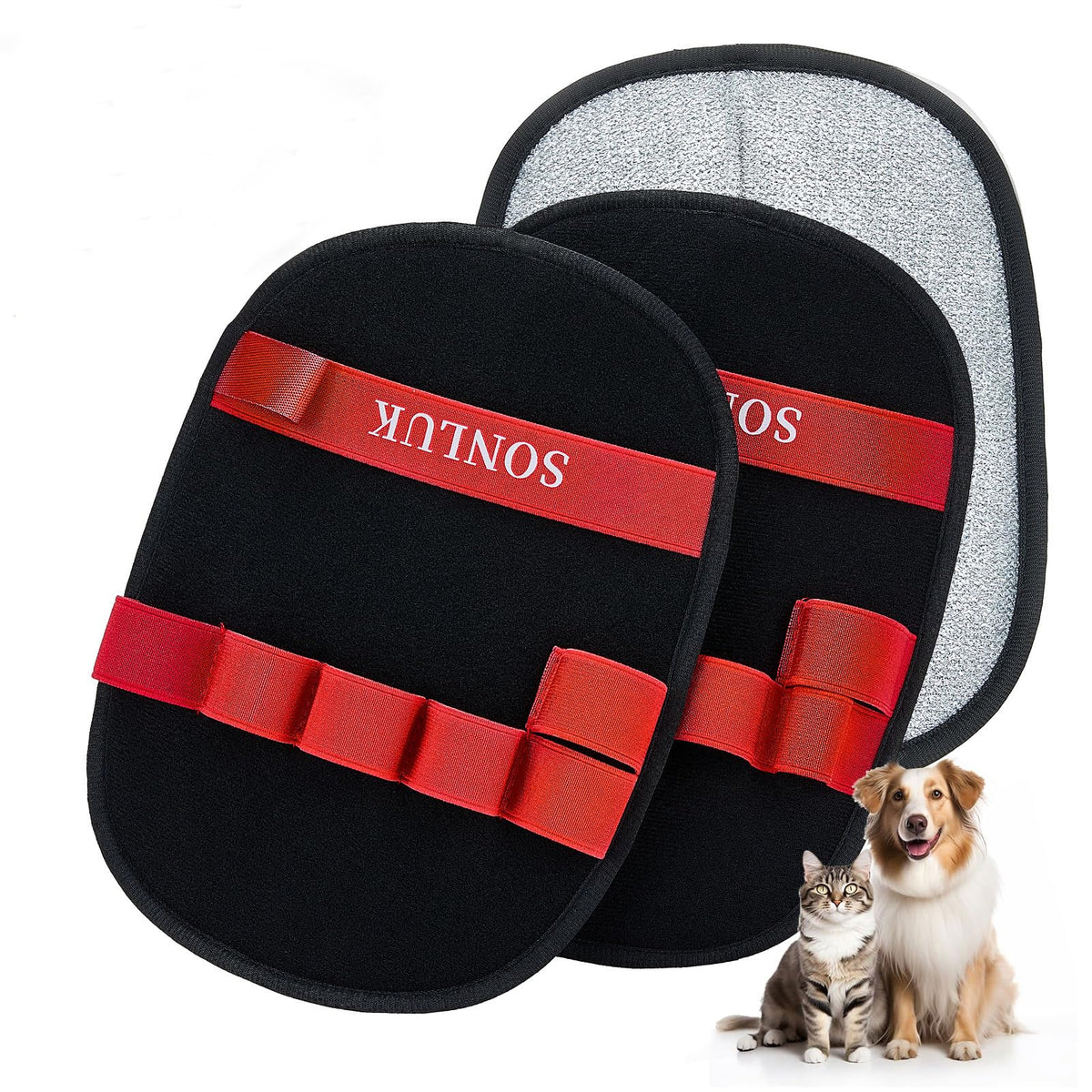 2 Packs 5-Finger Pet Hair Removal Glove,Remover Tool for Dogs Cats