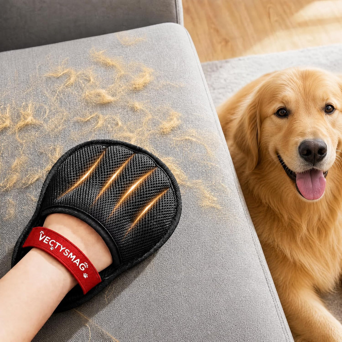 Pet Hair Removal Glove for Cats & Dogs,Upgraded Five-Finger Electrostatic Pet Hair Remover Glove,Reusable Magic Brush Pet Hair Remover Tool for Couch,Furniture,Car Seat,Carpet,Laundry(1pcs Black)