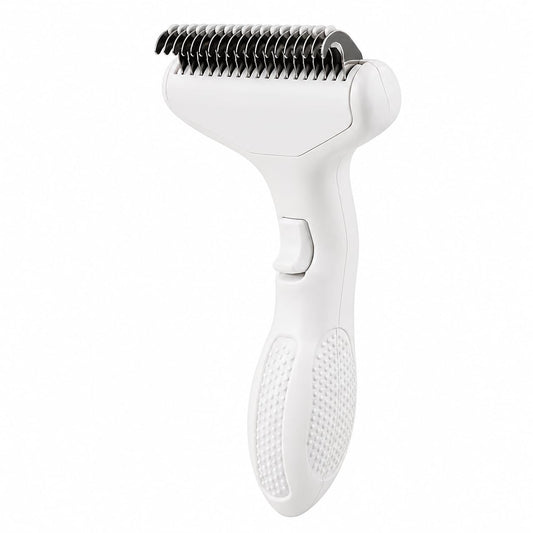Dog Brush and Cat Brush for Shedding, Self Cleaning Pet Grooming Tool with Stainless Steel Teeth, One-Touch Hair Release Deshedding Comb for Long and Short Hair(white)
