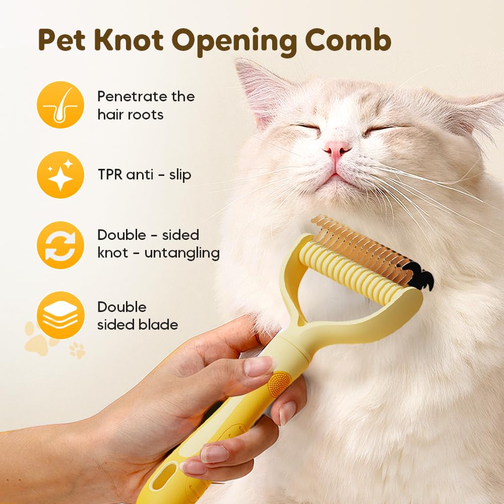 Double-Sided Pet Grooming Brush, Undercoat Rake Deshedding Brush for Dogs and Cats,Extra Wide 17 Teeth Dog Detangler Comb,Pet Pro Grooming Tool For Long hair & Thick Coats (blue)