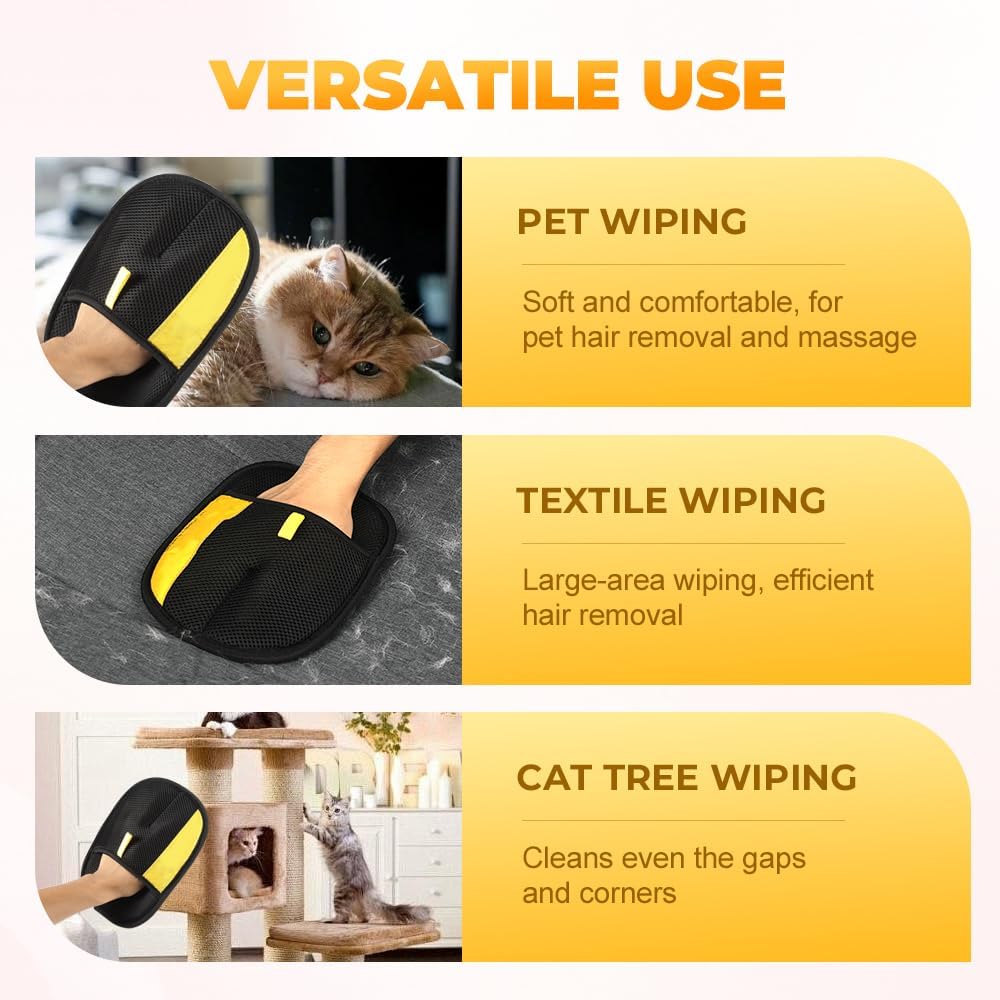 AprYew Electrostatic Gloves Pet Hair Removal Glove for Cats & Dogs, 2025 New Pet Hair Remover Glove for Couch, Furniture, Carpet, Curtain, Washable Reusable Animal Fur Removal Tool (2PCS)