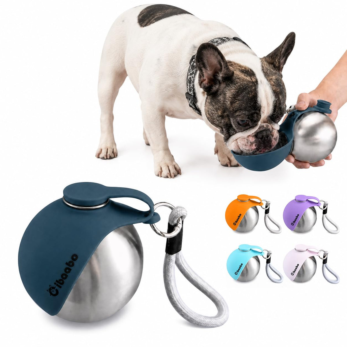 Cibaabo Portable Dog Water Bottle with Collapsible Silicone Bowl 10 oz