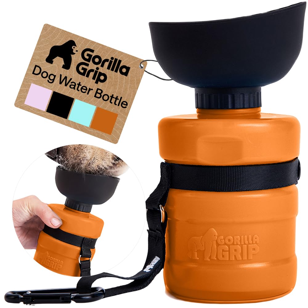 GORILLA GRIP Portable Dog Water Bottle, Food Grade Silicone, 20oz Turquoise