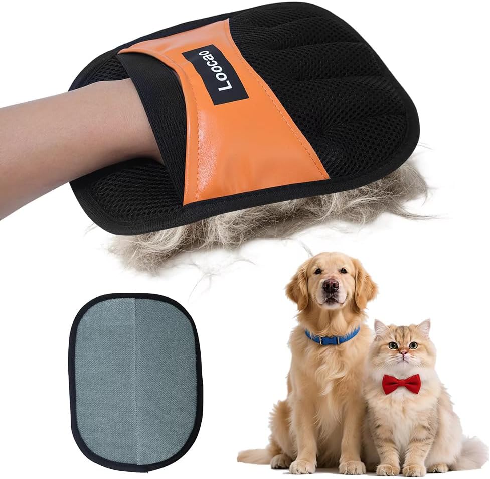 Pet Hair Remover Gloves, 2 Pack Reusable Dog Hair Glove & Cat Hair Remover Glove, Fur Remover Mitt for Couch, Furniture, Carpet & Clothes