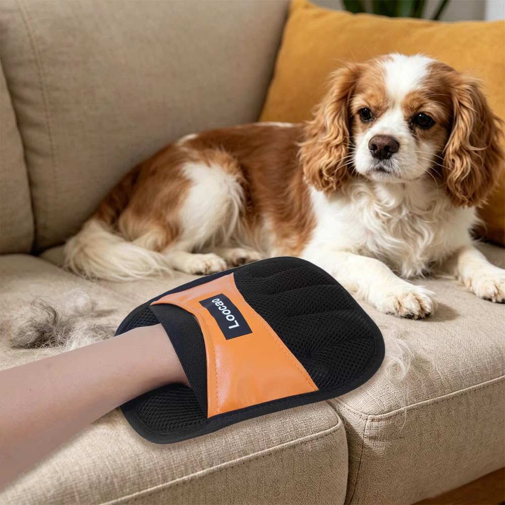 Pet Hair Remover Gloves, 2 Pack Reusable Dog Hair Glove & Cat Hair Remover Glove, Fur Remover Mitt for Couch, Furniture, Carpet & Clothes