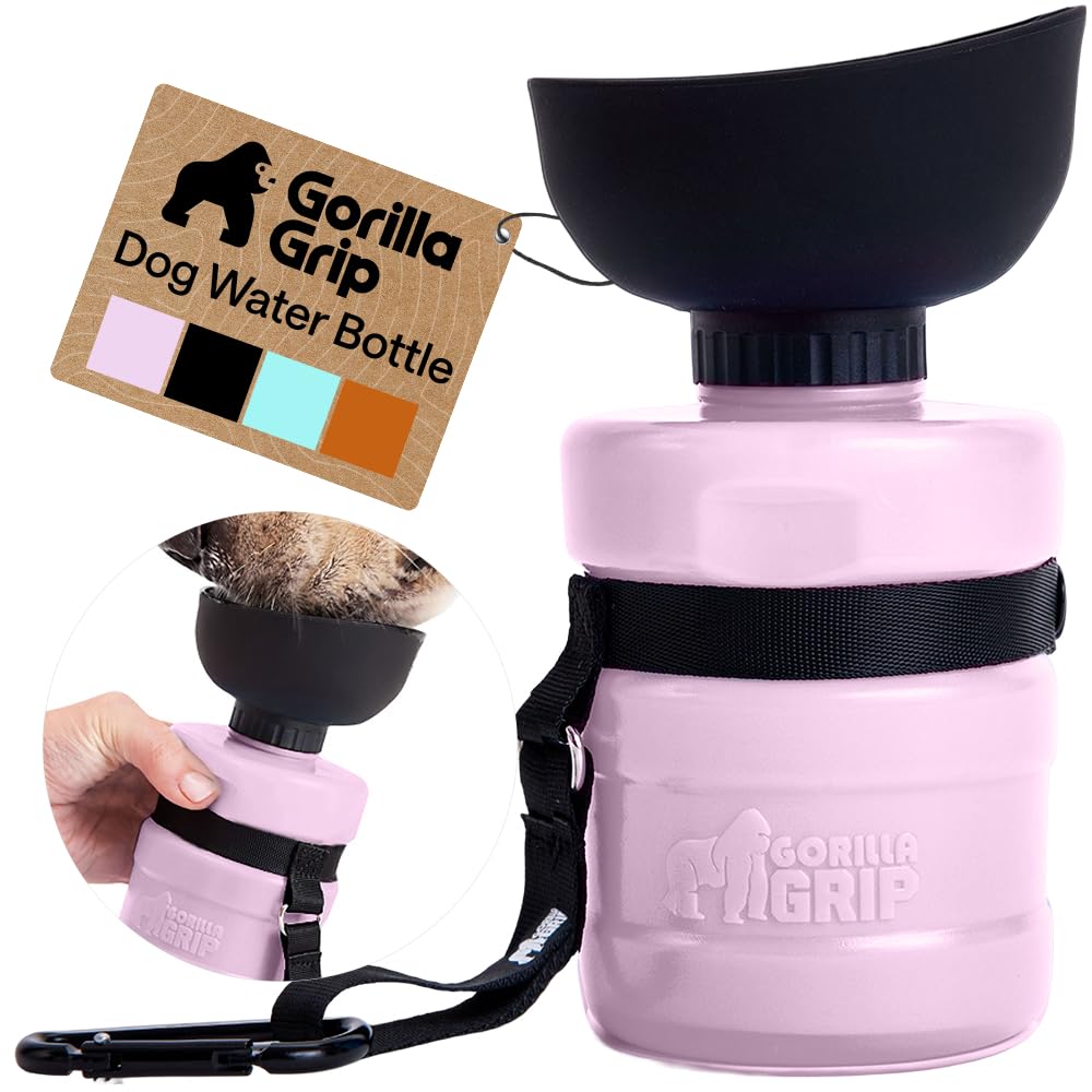 GORILLA GRIP Portable Dog Water Bottle, Food Grade Silicone, 20oz Turquoise