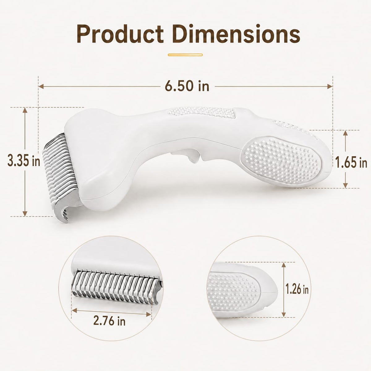 Dog Brush and Cat Brush for Shedding, Self Cleaning Pet Grooming Tool with Stainless Steel Teeth, One-Touch Hair Release Deshedding Comb for Long and Short Hair(white)