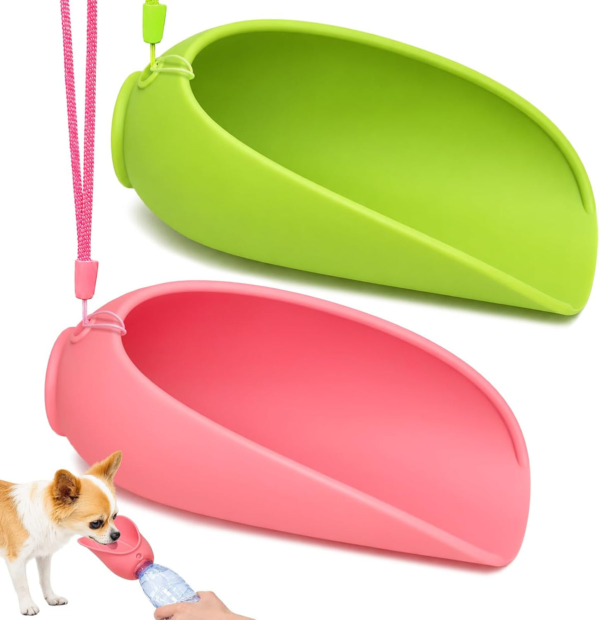 2-Pack Foldable Silicone Dog Water Bowls, Leak-Resistant Travel Bowls