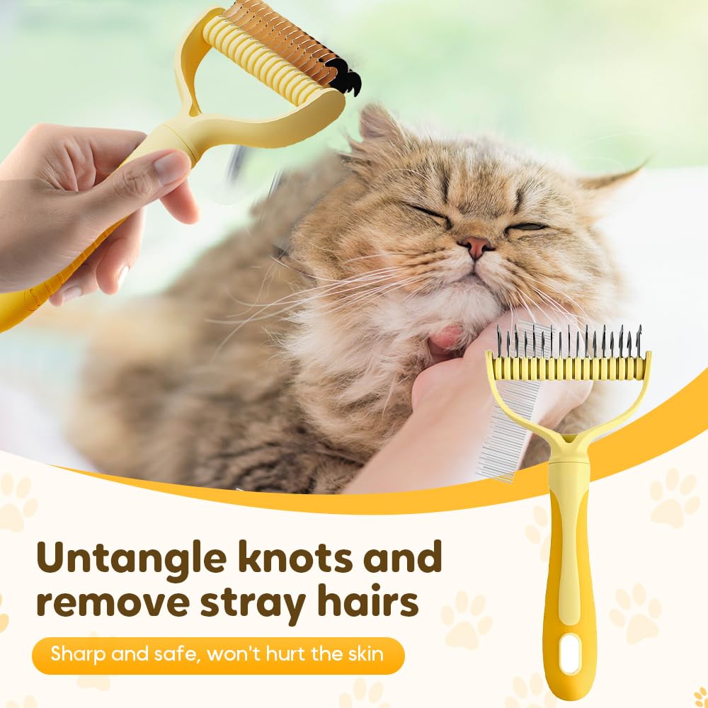Double-Sided Pet Grooming Brush, Undercoat Rake Deshedding Brush for Dogs and Cats,Extra Wide 17 Teeth Dog Detangler Comb,Pet Pro Grooming Tool For Long hair & Thick Coats (blue)