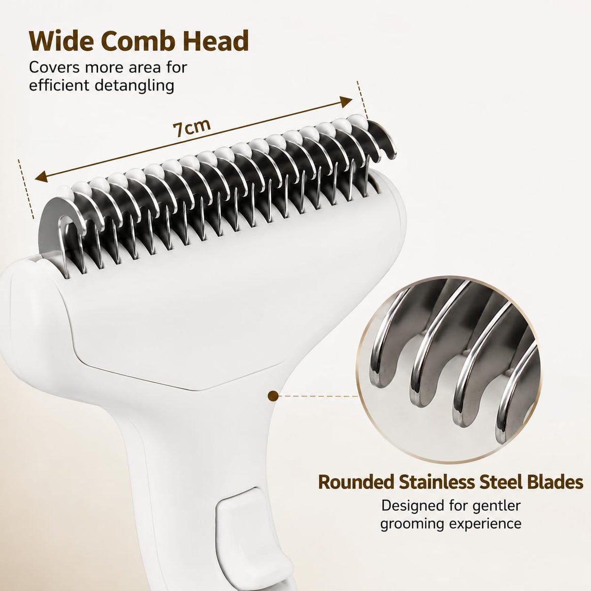 Dog Brush and Cat Brush for Shedding, Self Cleaning Pet Grooming Tool with Stainless Steel Teeth, One-Touch Hair Release Deshedding Comb for Long and Short Hair(white)