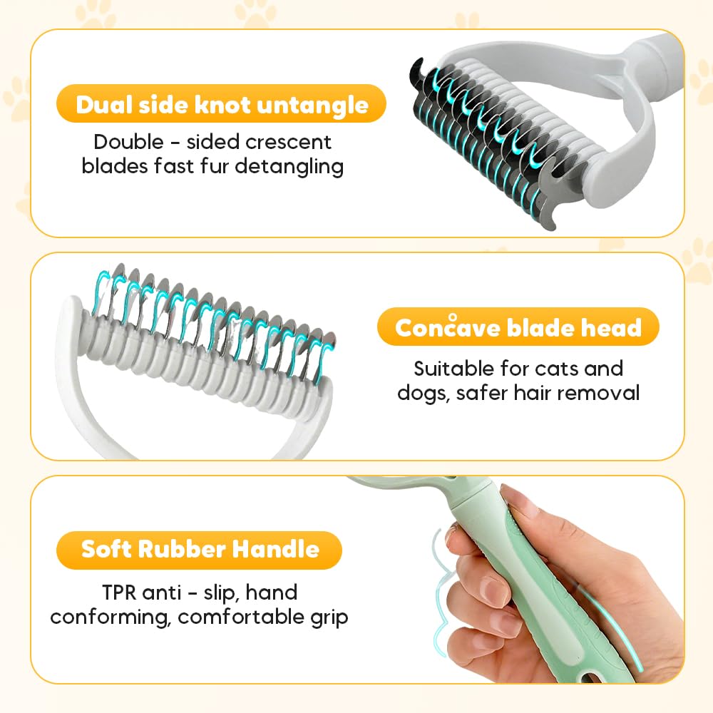 Double-Sided Pet Grooming Brush, Undercoat Rake Deshedding Brush for Dogs and Cats,Extra Wide 17 Teeth Dog Detangler Comb,Pet Pro Grooming Tool For Long hair & Thick Coats (blue)