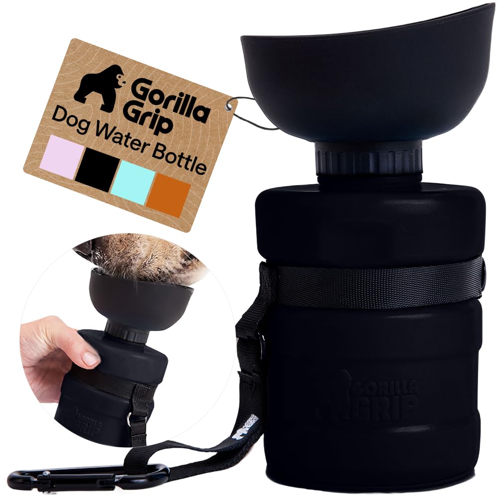 GORILLA GRIP Portable Dog Water Bottle, Food Grade Silicone, 20oz Turquoise