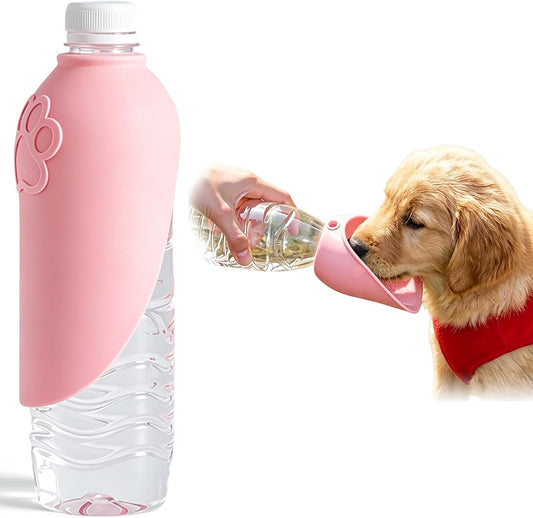 Portable Dog Water Bottle Attachment, Slip-On Pet Water Bowl,Dog Water Bottle for Standard Water Bottles Easy to Install,Leak Proof Outdoor,Pet Water Feeder Bowl