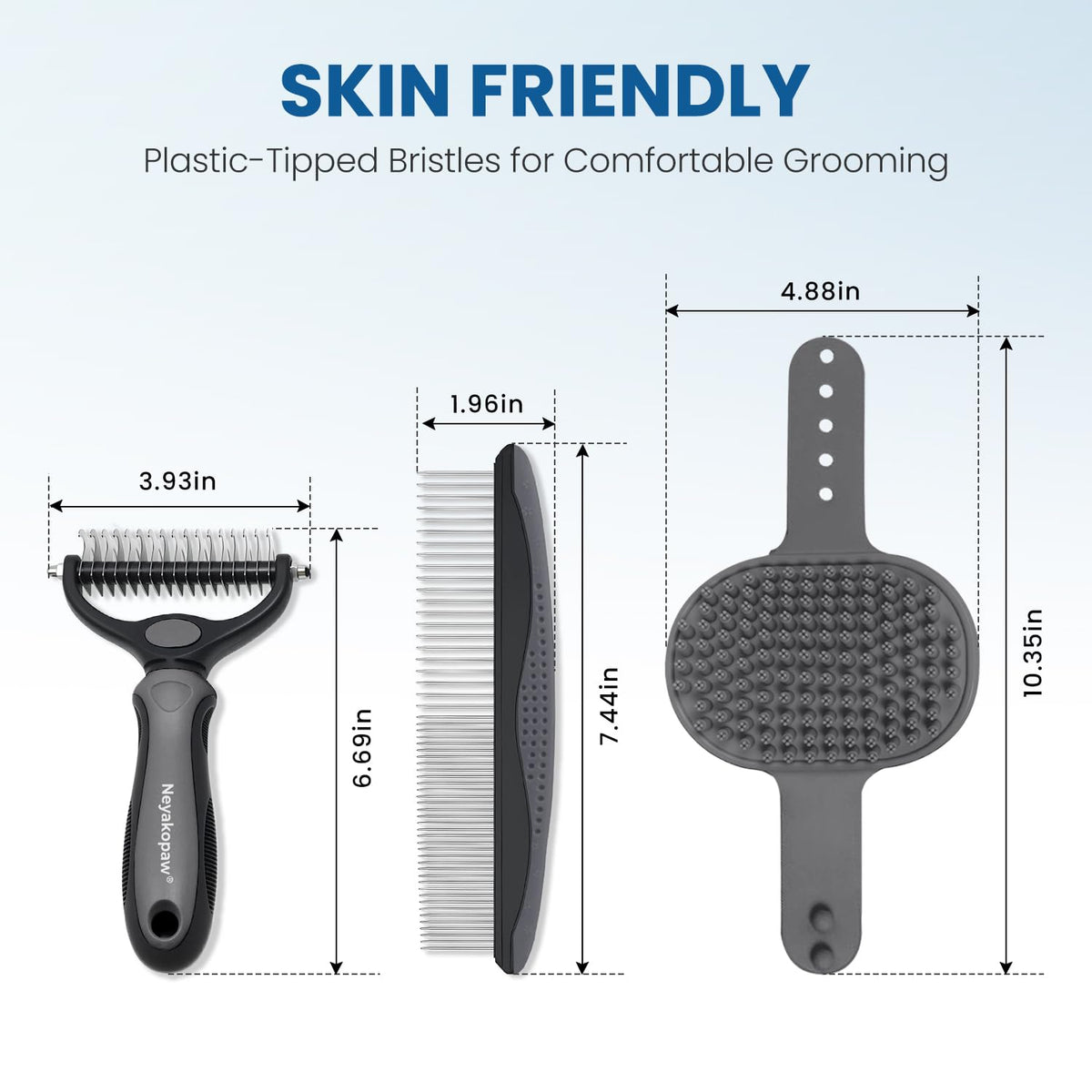 Undercoat Rake, Dematting Metal Comb and Bathing Brush For Dogs and Cats