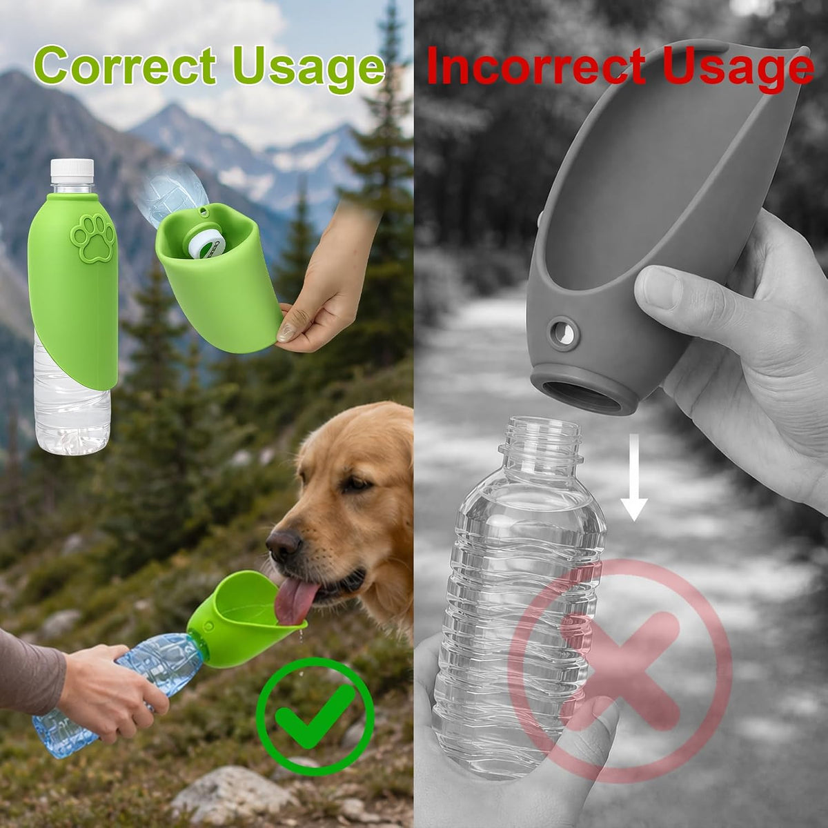 2-Pack Foldable Silicone Dog Water Bowls, Leak-Resistant Travel Bowls