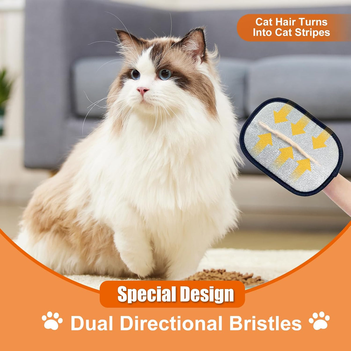 Pet Hair Removal Gloves for Cat Dog Hair, 2 Pack Electrostatic Reusable