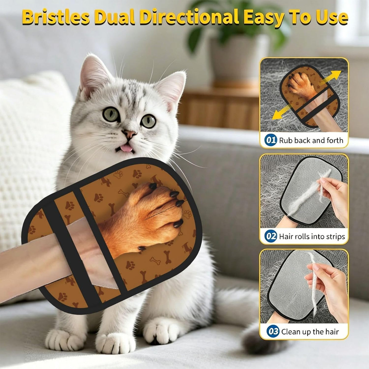 Pet Hair Removal Glove, Dog-Paw Design Dog & Cat Hair Remover Tool