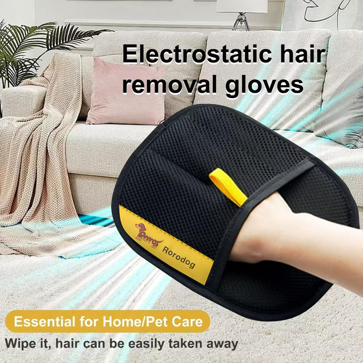 2-PCS Pet Hair Remover Gloves with A Hair/Lint Removal Tool, Reusable Magic Brush Pet Hair Removal Glove for Dogs & Cats, Remove Dog/Cat Hair from Couch, Carpet, Car Seat.
