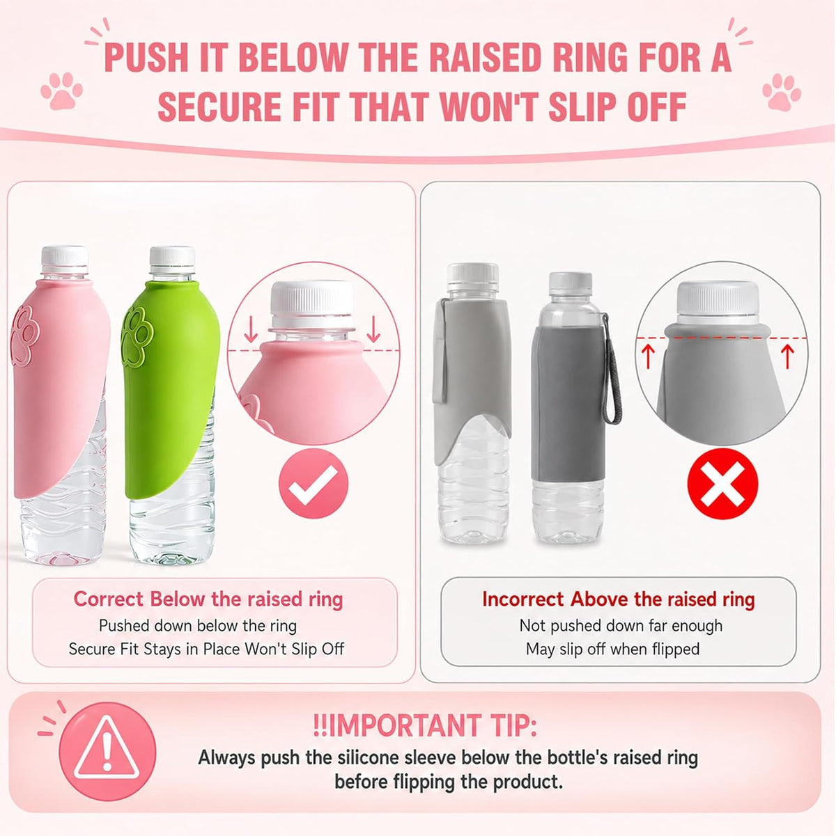 Portable Dog Water Bottle Attachment, Slip-On Pet Water Bowl,Dog Water Bottle for Standard Water Bottles Easy to Install,Leak Proof Outdoor,Pet Water Feeder Bowl