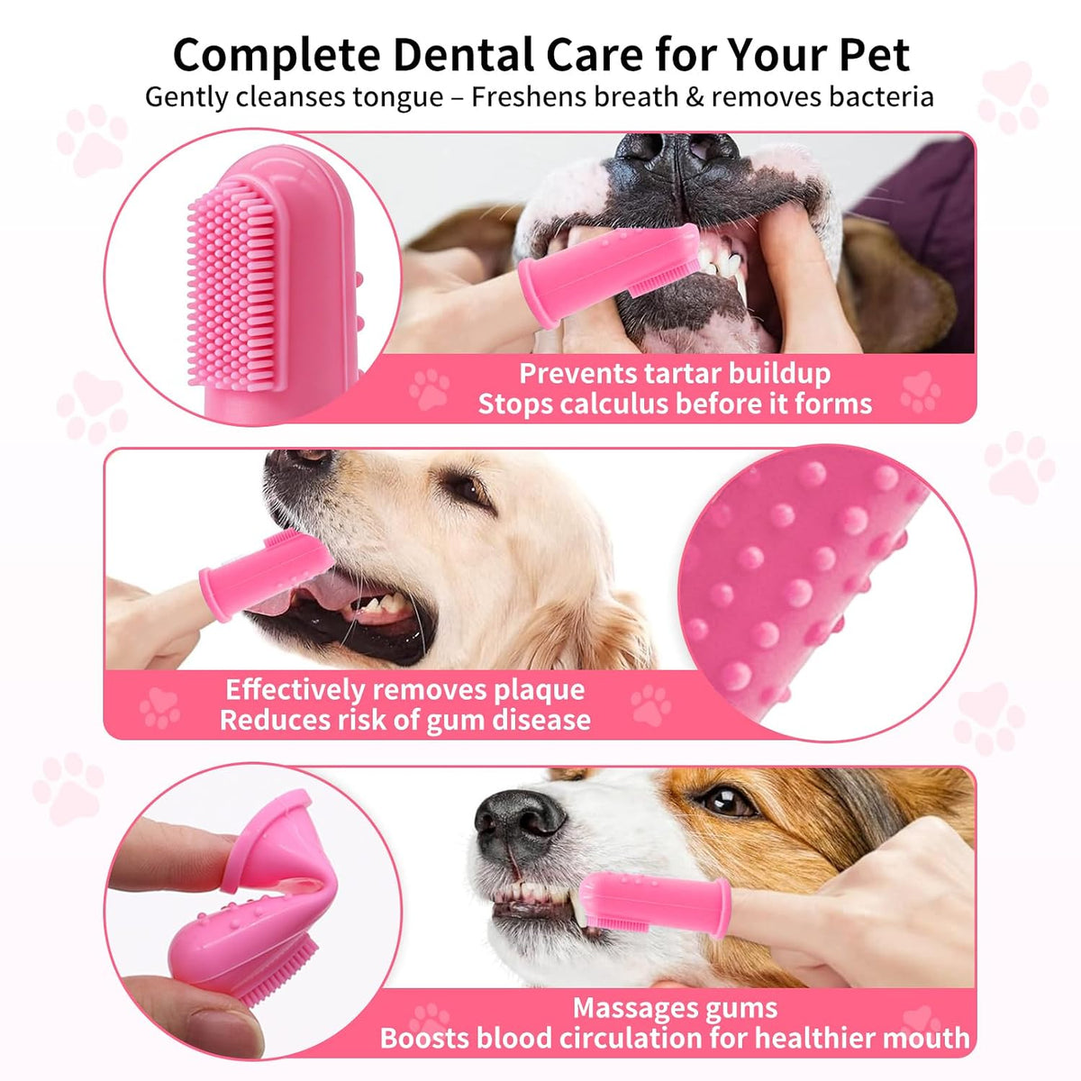 Pet Deshedding Brush & Dematting Comb Set with 2 Cleaning Toothbrushes (pink)