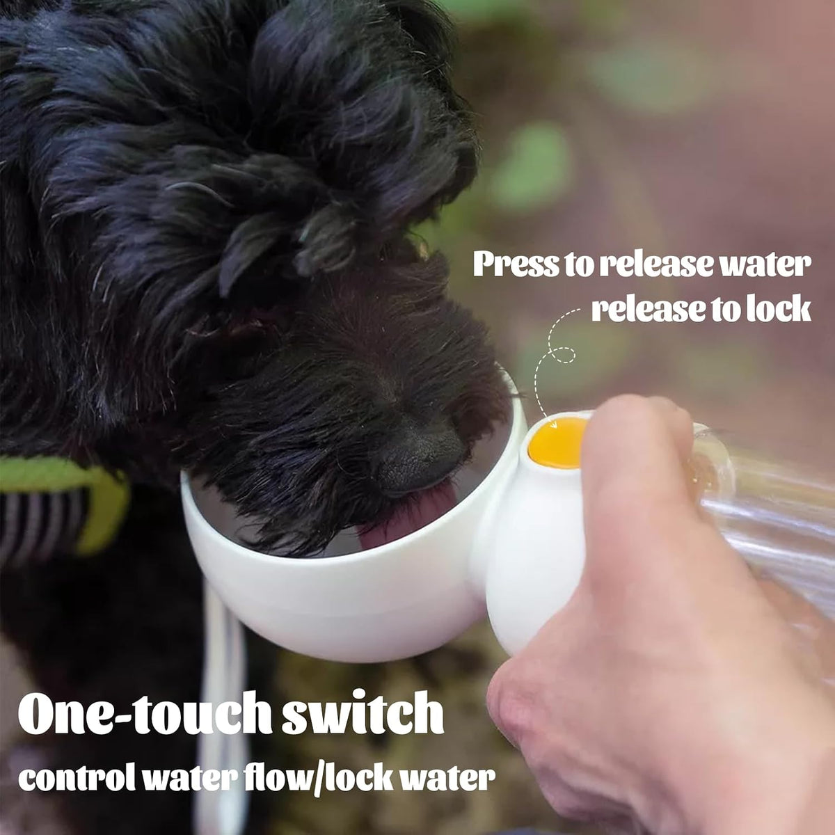 Portable Dog Water Bottle with Food Container 2 in 1(13.5oz White)