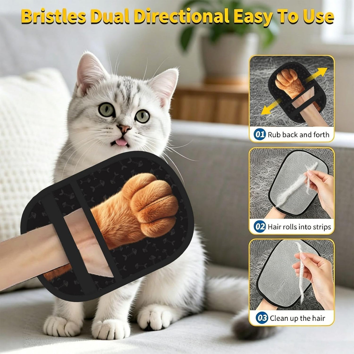 Pet Hair Removal Glove, Cat-Paw Design Dog & Cat Hair Remover Tool