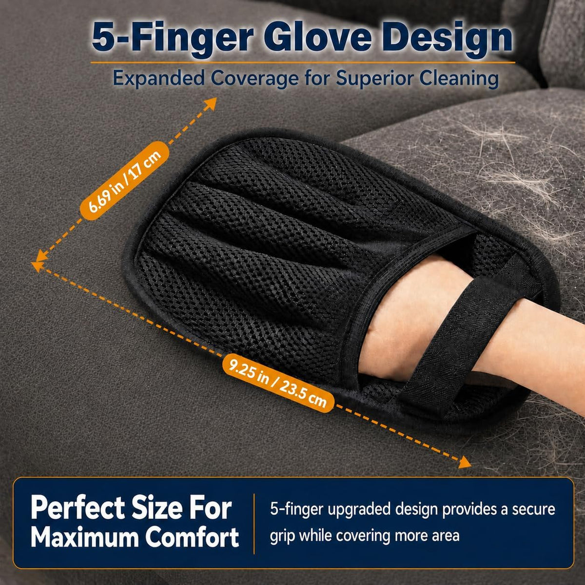 Pet Hair Removal Glove for Dogs & Cats, Reusable Couch Carpet Car Fur Mitt