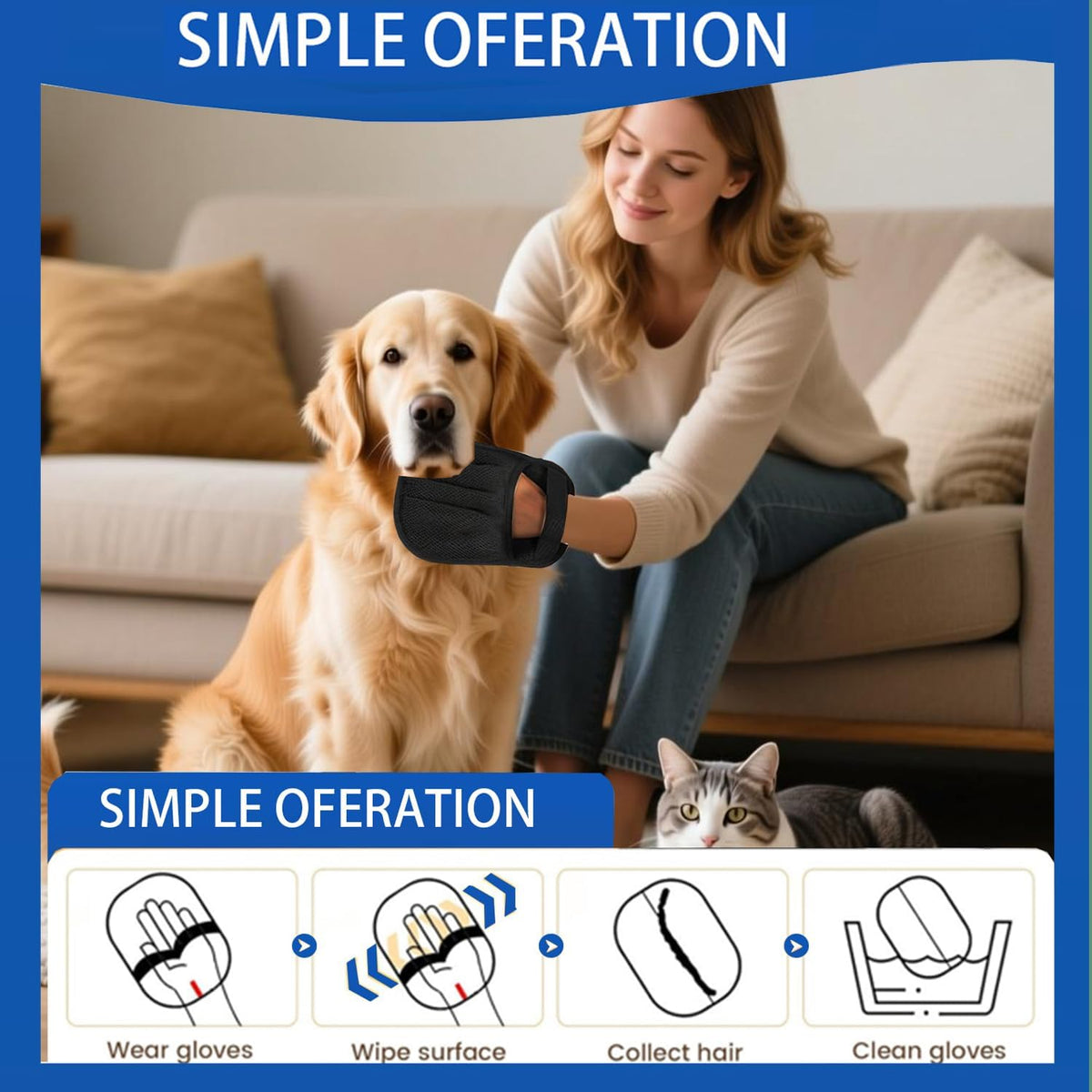 Coraltree Pet Hair Removal Glove, 2 Pcs