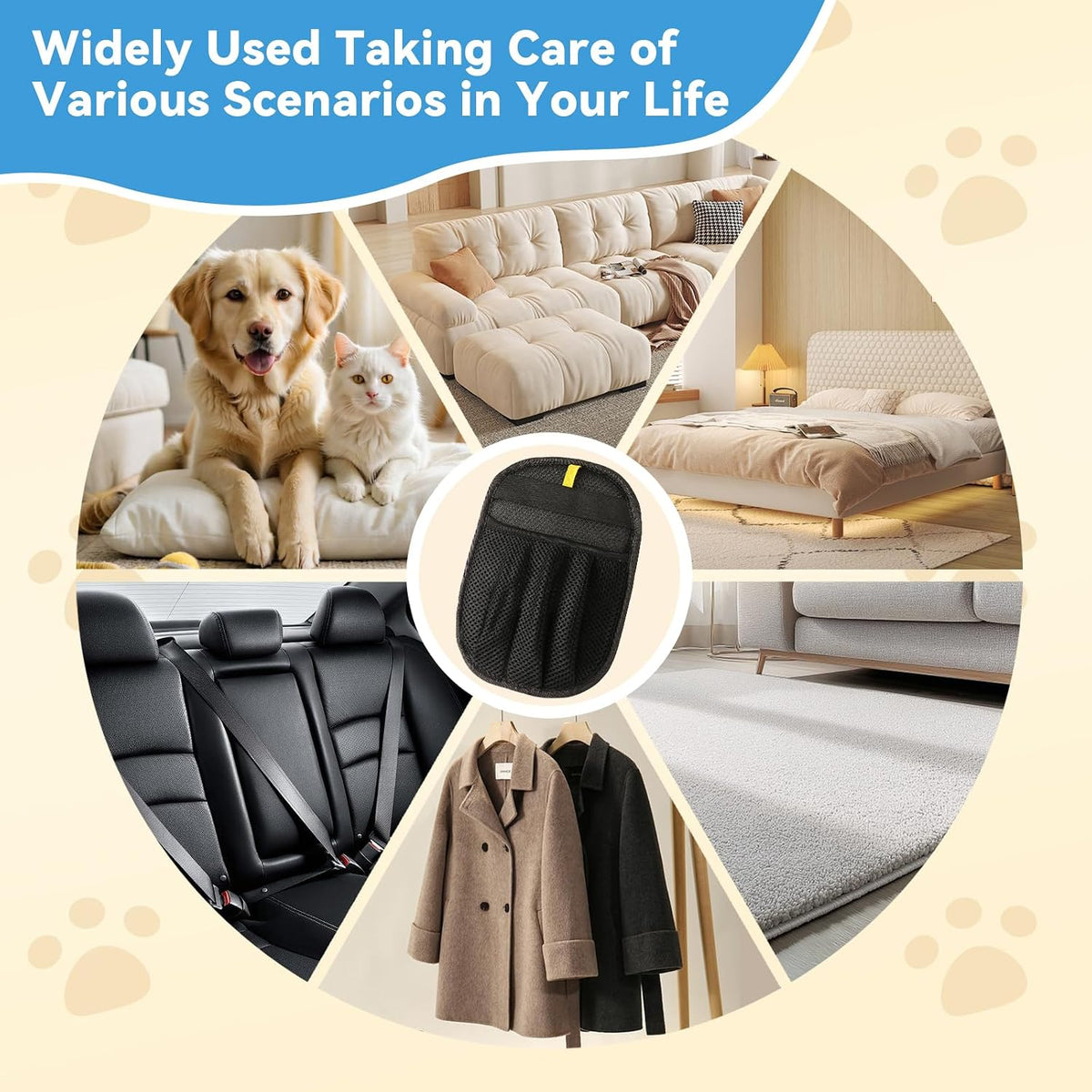Pet Hair Removal Glove for Cats & Dogs, Five-Finger Electrostatic Pet Hair Remover Glove Reusable Brush Pet Hair Tool for Carpet, Seat, Couch and Laundry