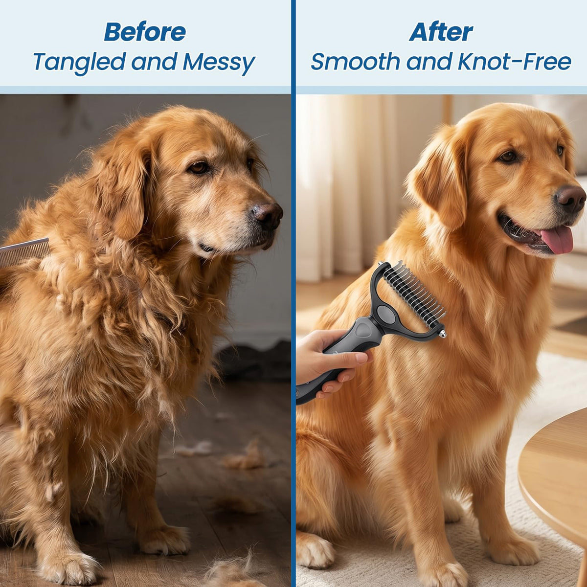 Undercoat Rake, Dematting Metal Comb and Bathing Brush For Dogs and Cats