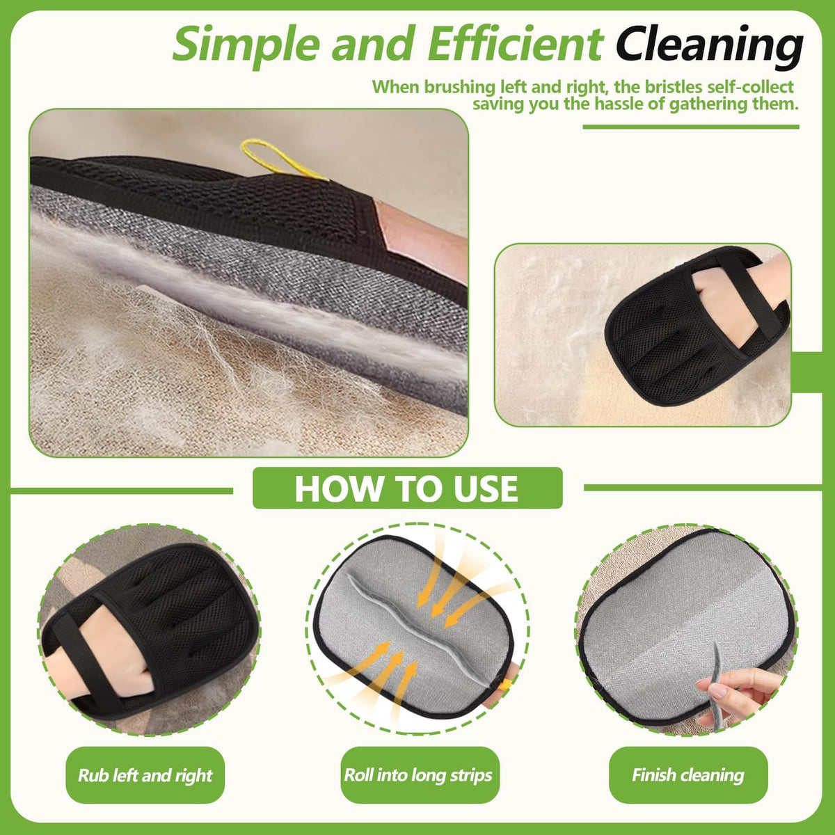 Electrostatic Pet Hair Remover Glove – Reusable Lint Roller Alternative for Furniture, Carpet & Clothes – Washable Dog & Cat Hair Brush with Strong Grip – No Sticky Refills Needed(1PCS)