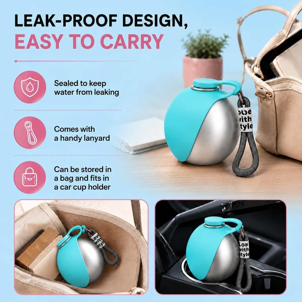 Portable Dog Water Bottle Pet Travel Water Bowl Dog Water Bottle (Blue, 02)