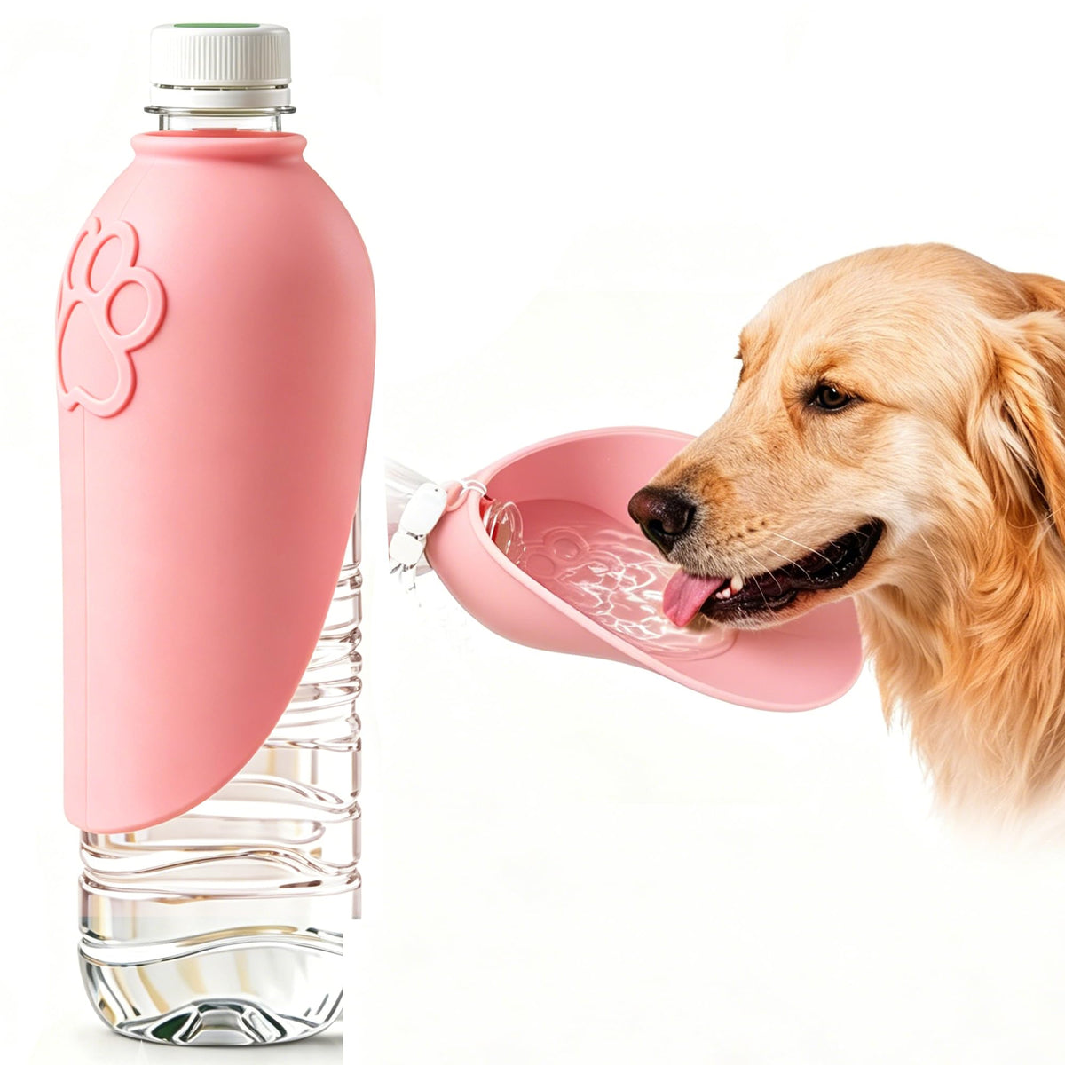 2pcs Portable Dog Water Bottle Attachment, Slip-on Pet Water Bowl for Walks