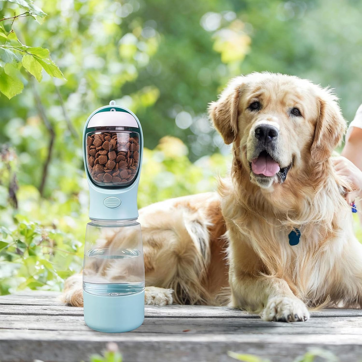 3-in-1 Portable Dog Water Bottle Leak Proof 14oz Blue
