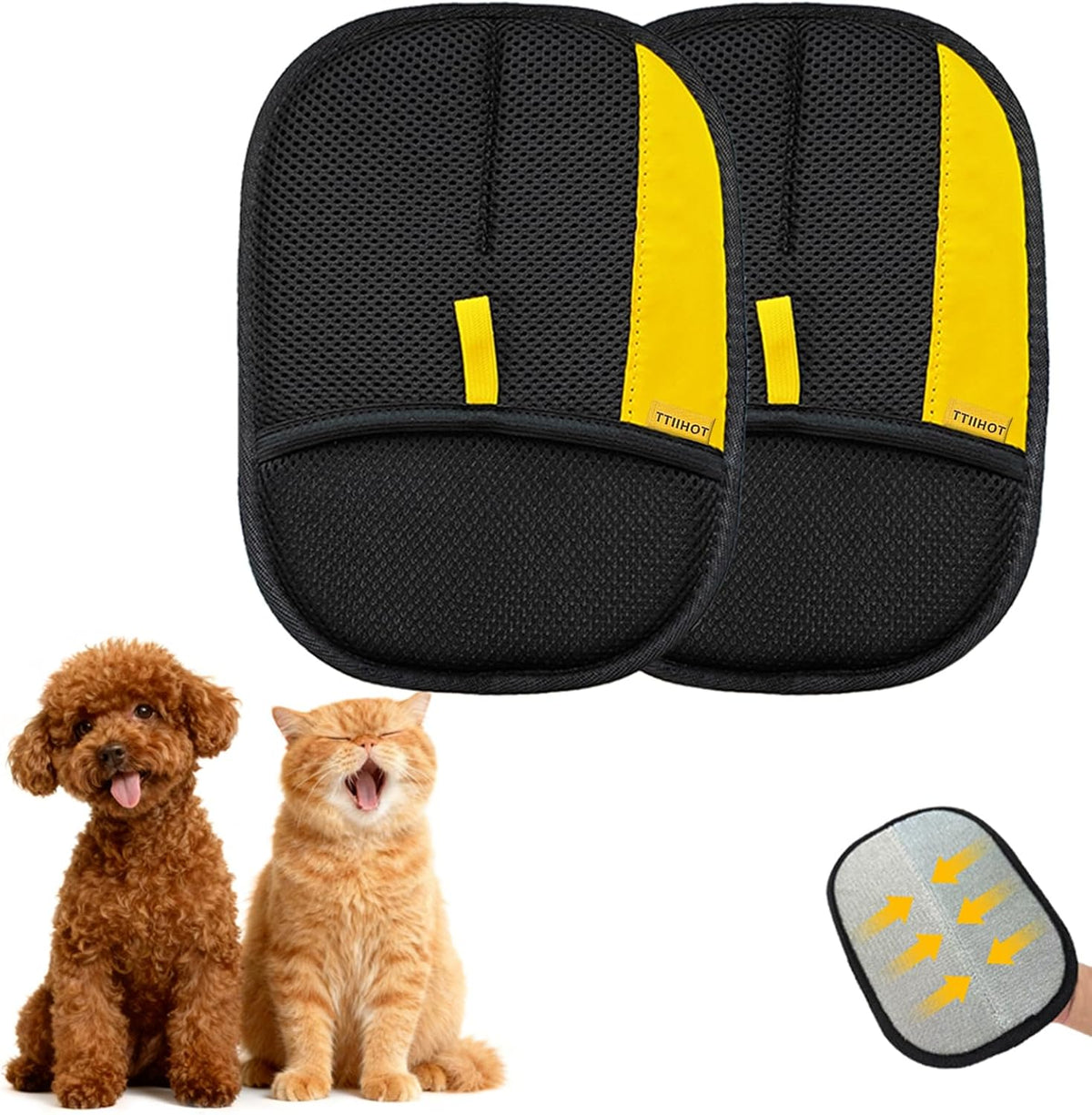 Pet Hair Removal Gloves for Cat Dog Hair, 2 Pack Electrostatic Reusable