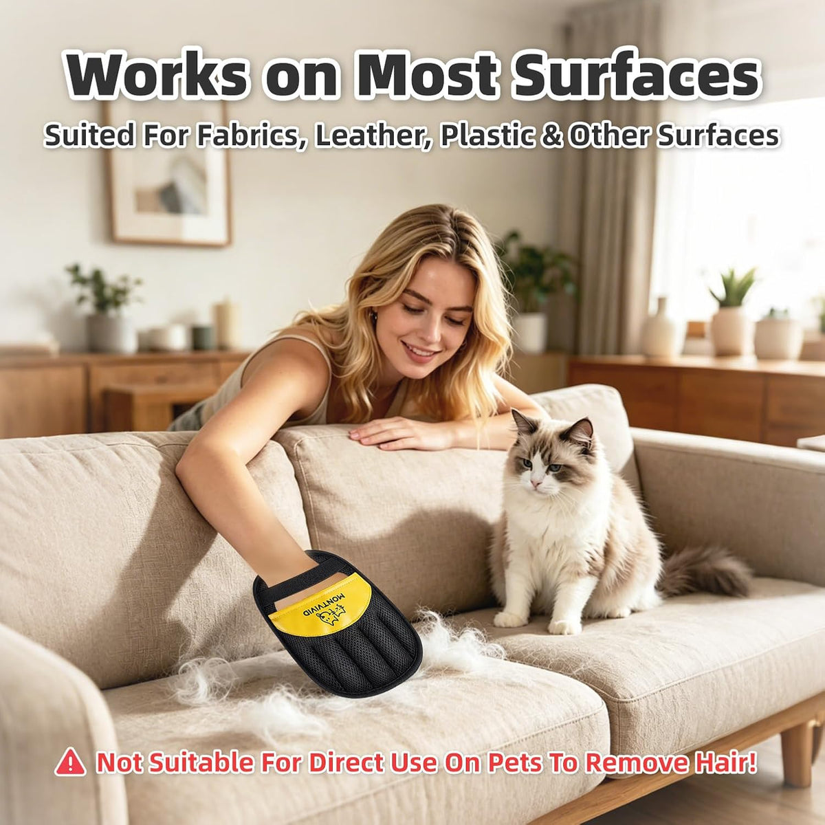 Pet Hair Removal Glove for Dogs & Cats, Electrostatic Pet Hair Remover
