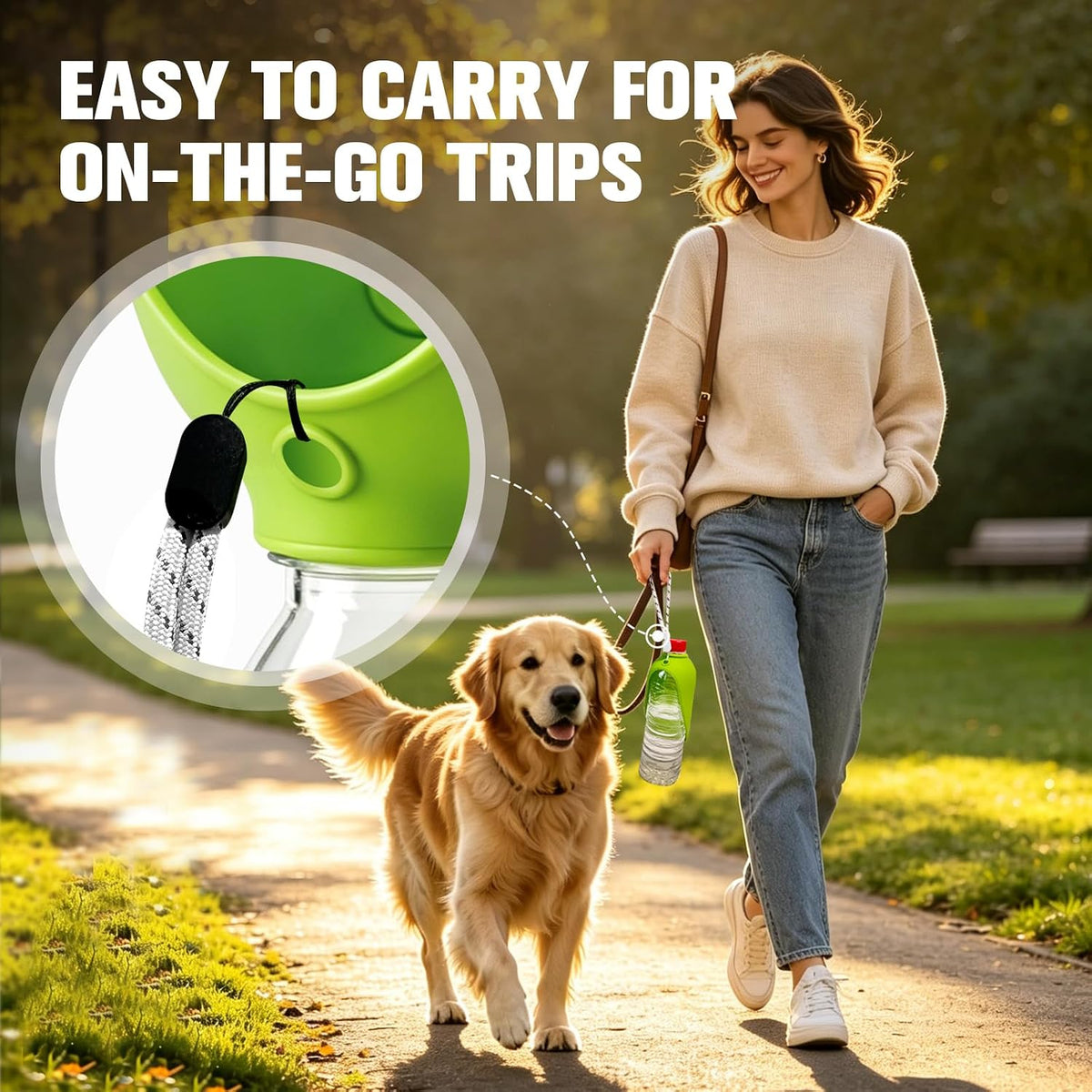 Portable Dog Water Bottle Attachment, Foldable Dog Water Bowl for Walks