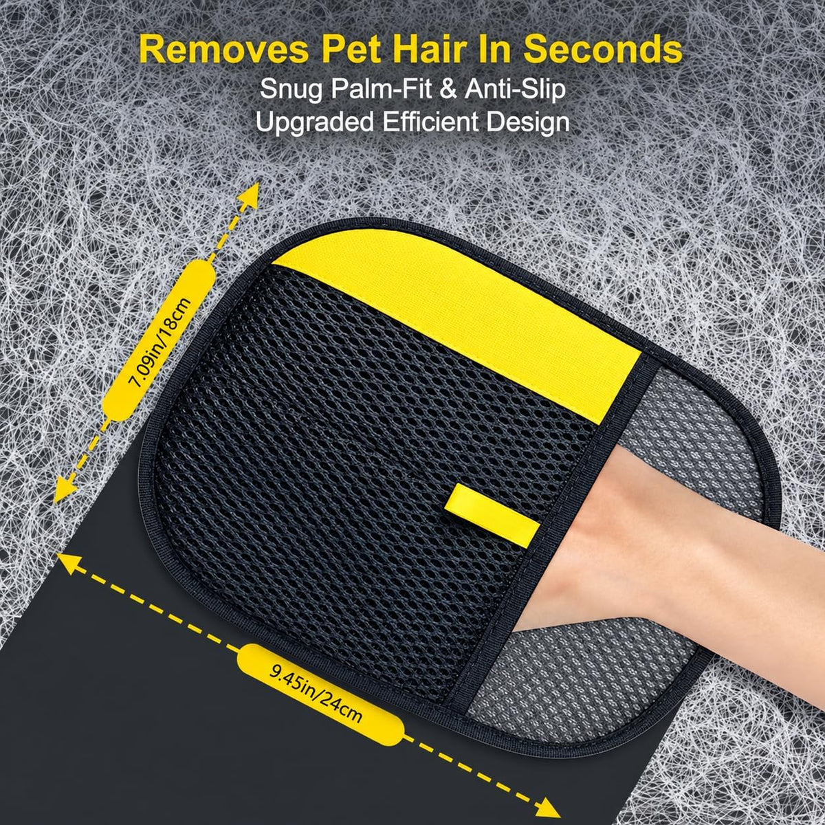 Electrostatic Pet Hair Removal Glove for Cats & Dogs, Reusable Electrostatic Hair Remover, Washable Grooming Glove for Removing Pet Hair from Clothes, Furniture, Carpets & Car Interiors