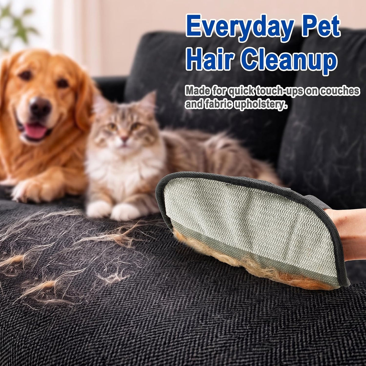 Pet Hair Remover Glove for Furniture, Reusable Mitt for Dogs & Cats, 1 Pack