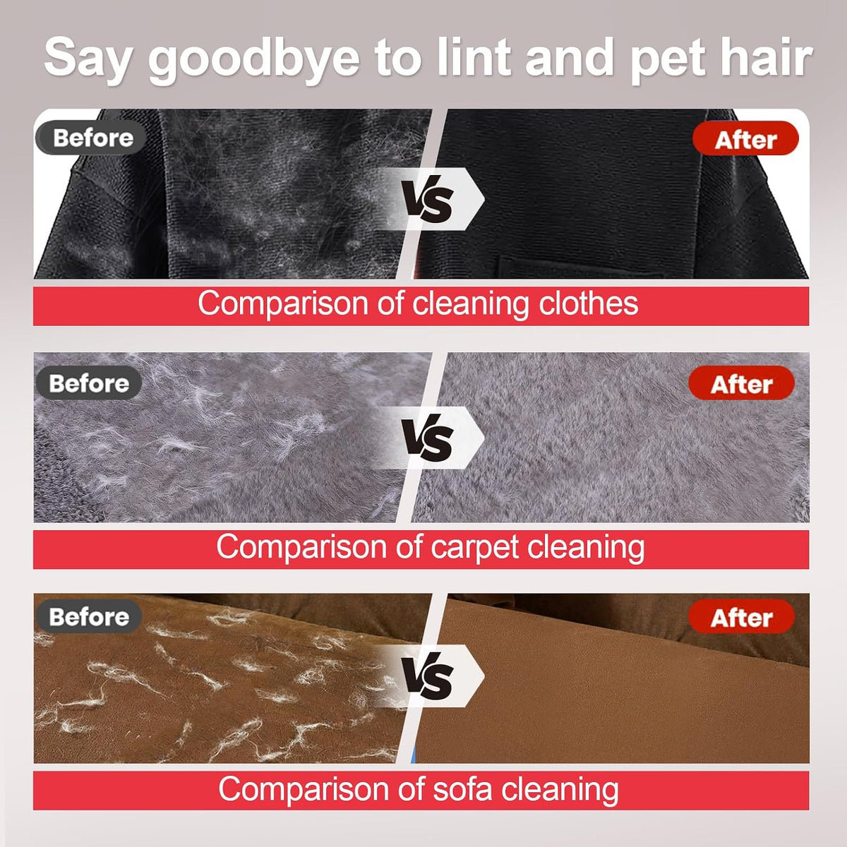 Pet Hair Removal Glove, Electrostatic Grooming Mitt for Dogs & Cats