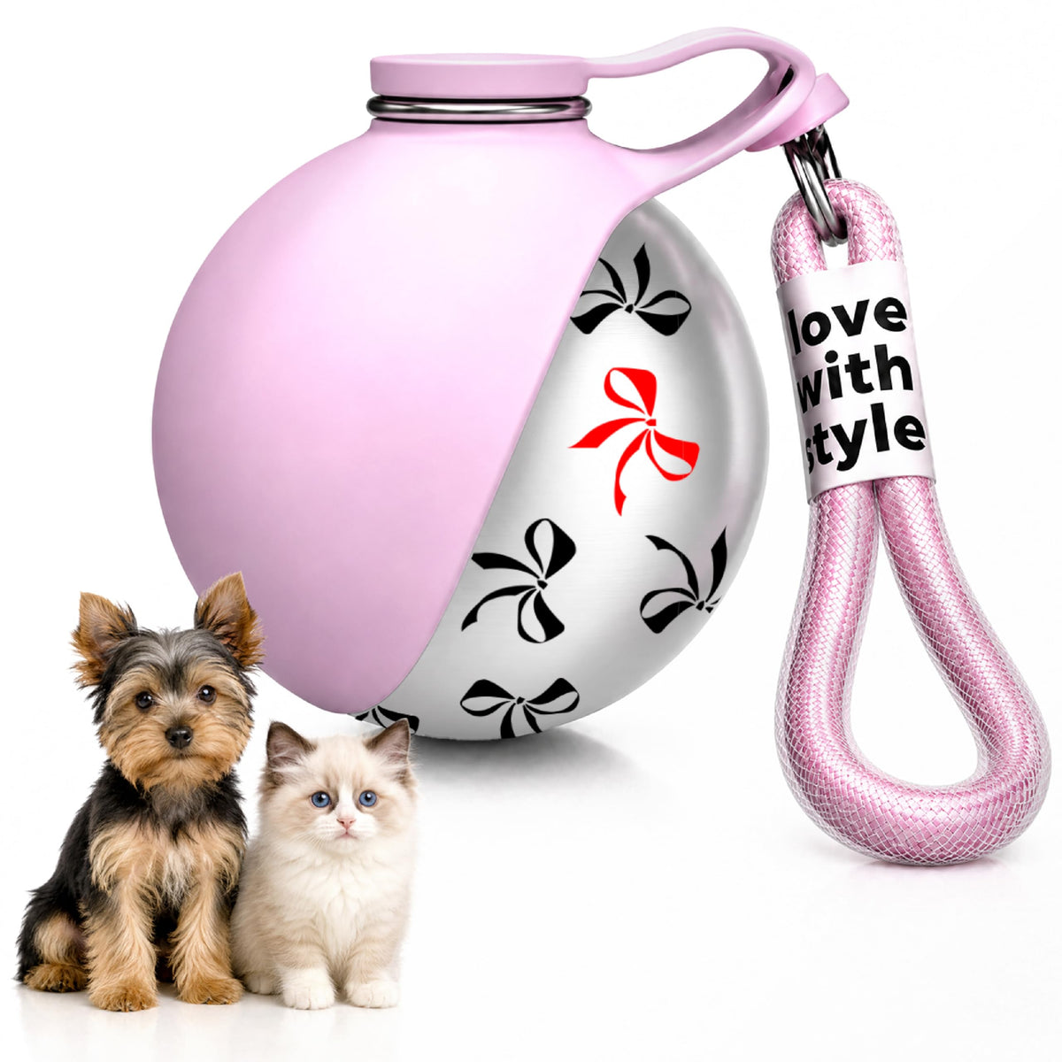 Portable Dog Water Bottle for Walking,10oz Stainless Steel Pet Water Dispenser with Foldable Silicone Bowl,Leak-Proof Puppy Water Bottle for Small Dogs,Cats,Hiking,Travel Outdoor Use（Blue）