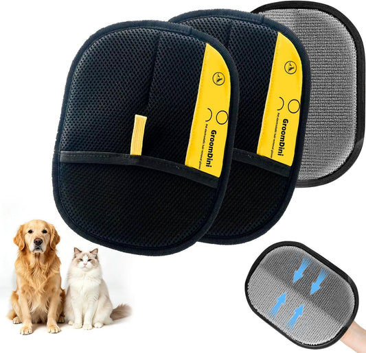 Large Pet Hair Removal Glove 2 Pack – Electrostatic Reusable Pet Hair Remover Glove for Dogs & Cats, Pet Hair Remover Tool Soft for Bed, Sofa, Carpet, Car Seat
