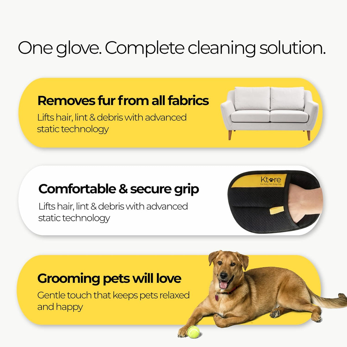 Pet Hair Remover Glove for Dogs & Cats – Reusable Hair Removal Mitt for Furniture, Couch, Car Seat & Carpet – Washable & Electrostatic Pet Fur Cleaner