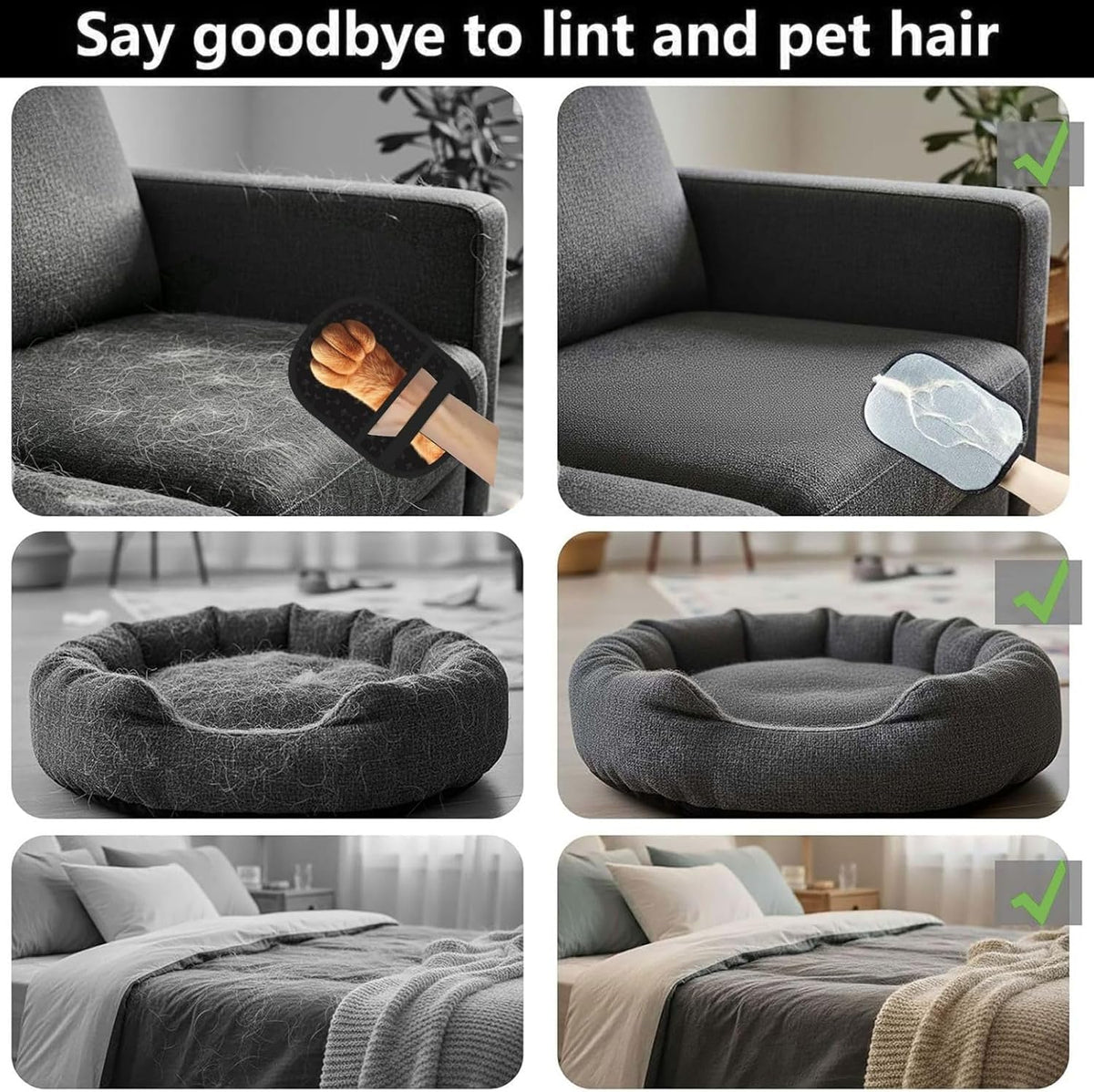 Pet Hair Removal Glove, Cat-Paw Design Dog & Cat Hair Remover Tool