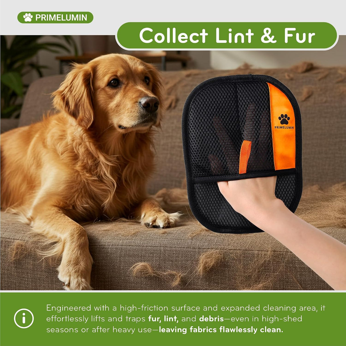 Pet Hair Remover Glove for Dogs & Cats 2026 Upgraded Design Reusable Electrostatic Fur Remover Mitt for Couch, Furniture, Carpet, Car Seats & Clothes, Fast & Effortless Cleaning